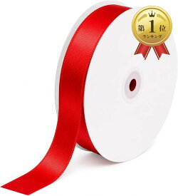 【楽天ランキング1位入賞】ラッピングリボン 赤 20mmx約85m 大容量 片面サテン サテンリボン ギフト包装 手芸 装飾 業務用 (レッド)
