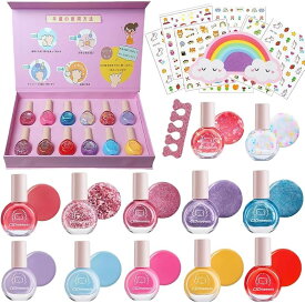 【楽天ランキング1位入賞】マニキュア 子供用 はがせるタイプ ネイルポリッシュ ネイルアート用品 12色セット トップコート お誕生日 プレゼント用