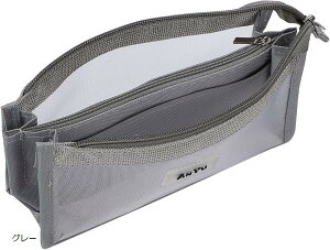 ペンケース 大容量 クリア メッシュ 多機能 文房具収納 筆箱 ペンポーチ (グレー)