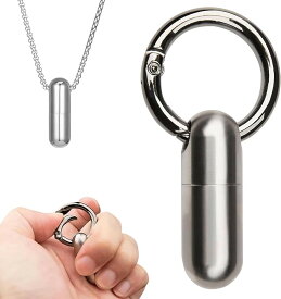 【楽天ランキング1位入賞】薬ケース 薬入れ ピルケース ニトロケース 小物入れ チタン 小型 携帯用 防水 緊急 応急処置 飲み忘れ防止 カラビナ ネックレス 付 (シルバー)