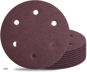 10枚入セット 220mm 6穴サンディングディスク 丸型研磨ディスク サンドペーパー 紙やすり 紙ヤスリ 木工やすり 木工ヤスリ サンダー サンディングペーパー 精密ヤスリ(レッド, 220MM)