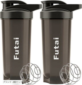 【楽天ランキング1位入賞】フタイ プロテインシェイカー (ブラック 2個セット)