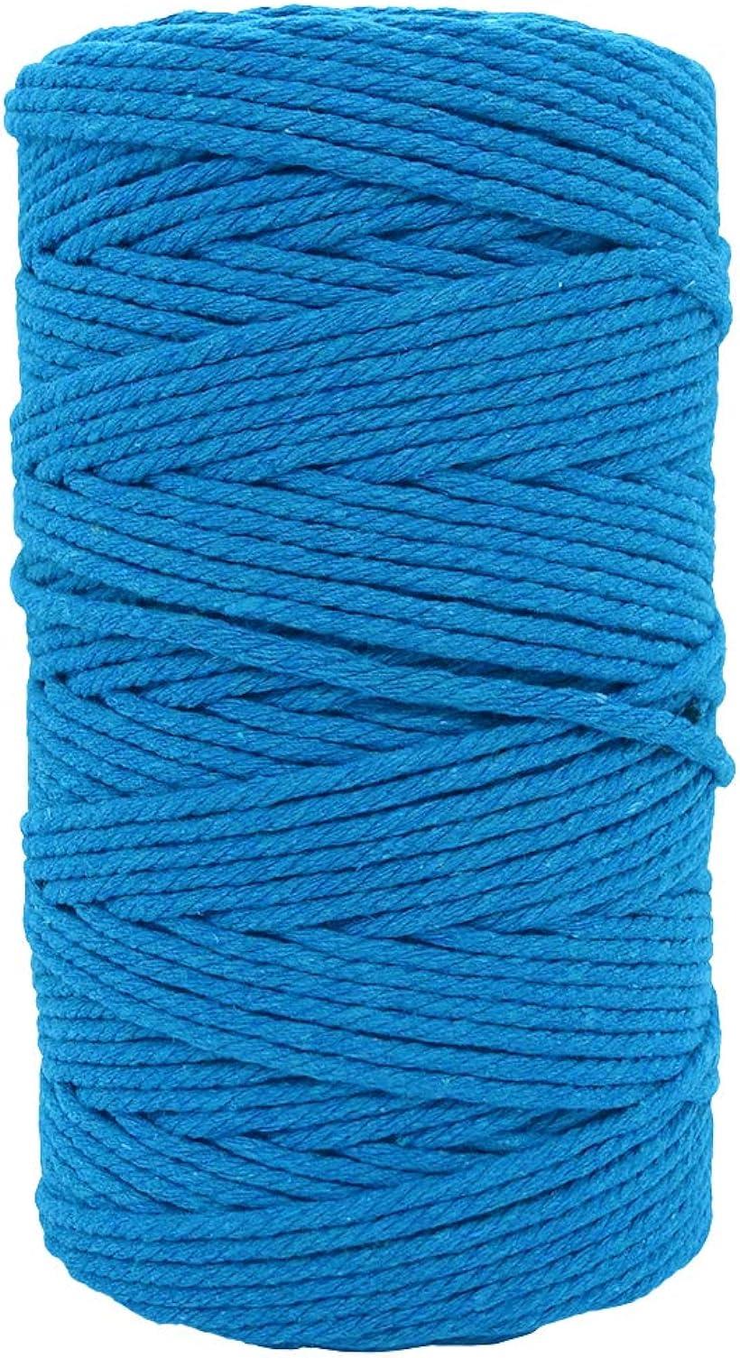 LUCINA JEWEL 半額 ナチュラルコットン マクラメ ロープ 紐 糸 まとめ買い特価 200m 3mm ハンドメイド 壁掛け ブルー