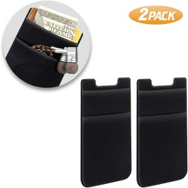 2個 ステッカーポケット カードケース 収納ポケット 背面ポケット 貼り付け 大容量 伸縮性 全機種対応 ブラック+ブラック( ブラック・ブラック, ライクラ型)