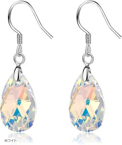 C HLOEOS ピアス レディース 人気 華奢 水滴 ティアドロップ フックピアス 揺れる シルバー925純銀 綺麗 色可変クリスタル 大人 おしゃれ フレッシュ セクシー かわいい きれい 素敵(ホワイト)