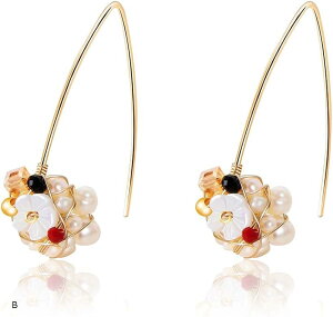 C HLOEOS パール ピアス レディース 人気 淡水 真珠k18金 金属アレルギー対応 両耳用 大人 おしゃれ フレッシュ セクシー プレゼント かわいい きれい 素敵 ギフトBOX付き(B)