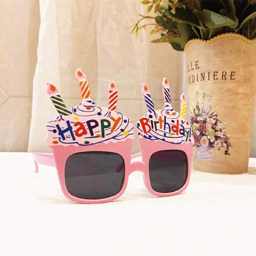 誕生日メガネ 大人 子ども 兼用 パーティサングラス バースデー ケーキ 眼鏡 めがね( カップケーキ3個セット)