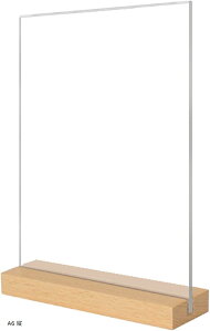 メニュー サイン ホルダー POP 広告 スタンド 卓上 カード 立て 透明 木製 A6 縦(A6 縦)