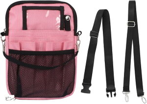 ナース ポーチ ウエスト バッグ 多機能 仕事用 作業用 3WAY ショルダー 大容量 看護 介護 (ピンク)