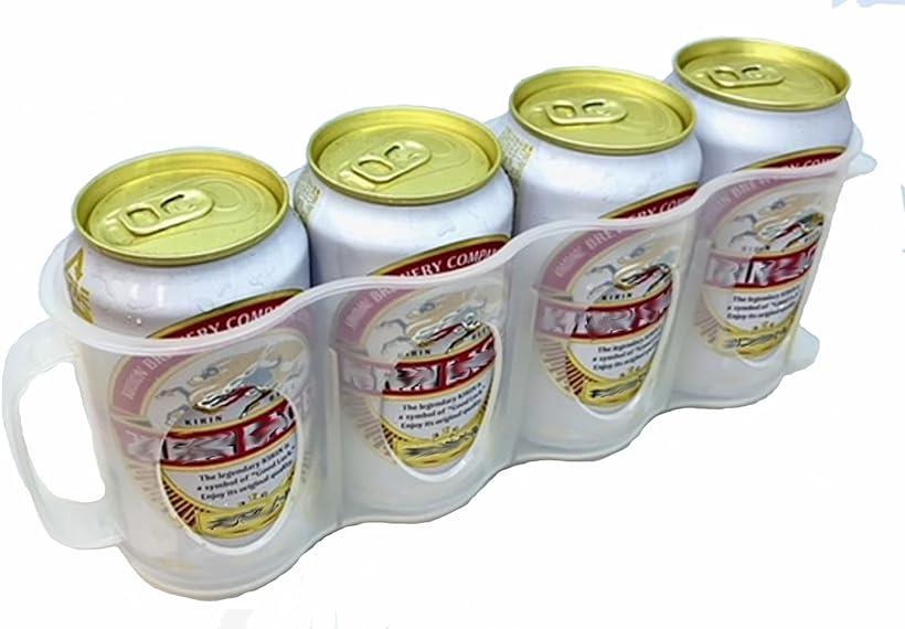narunaru  冷蔵庫スッキリ 4本収納 ドリンク缶ホルダー 2個セット 取っ手付き 缶が見やすい透明素材 缶ディスペンサー PP素材 ビール 酎ハイ ソフトドリンク(クリア)