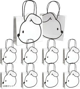 白犬 小さい ラッピング 紙袋 手提げ プレゼント袋 アニマル紙袋 ギフト 包装 日常使い (10枚セット)