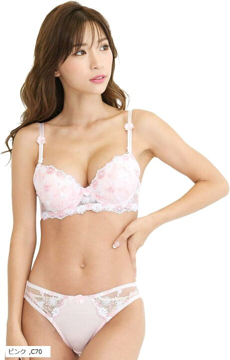 楽天市場 レディース ブラジャー ショーツ 上下 セット 花柄 勝負 下着 3 4カップ 女性 盛りブラセット 女性花柄下着 可愛い下着 レースブラショーツ ぶらショーツ パットつき デート 綺麗な下着セットレディース 脇たか ピンク C70 Reapri