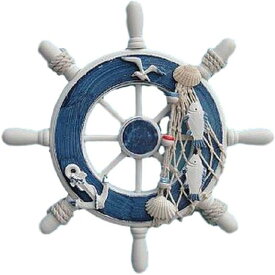 【southanshop】 マリンテイスト 地中海風 船舵 インテリア おしゃれな 雑貨 装飾 内装 外装に (マリンブルー)