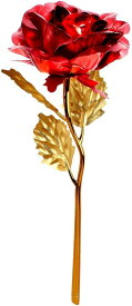 【全品P5倍★4/24 20時～】【morningplace】 バラ 造花 金箔 薔薇 24k 箱付き 記念日 母の日 プレゼント 贈り物 に (レッドローズ)