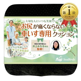 【全品P5倍★～4月17日 9時59分迄】車椅子用 クッション 介護 【理学療法士監修】 低反発 お尻が痛くならない 立体成型 洗えるカバー 滑り止め 床ずれ 褥瘡 防止 SeaBirds