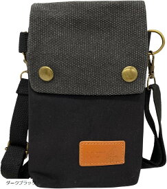スマホポーチ ショルダー メンズ 小さめ ポシェット スマホケース サコッシュ 斜めがけ (ダークブラック)