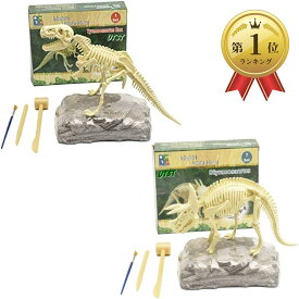 UTST 恐竜 化石発掘キット 発掘 おもちゃ 発見学習セット 2個セット (TRex＋Triceratops)
