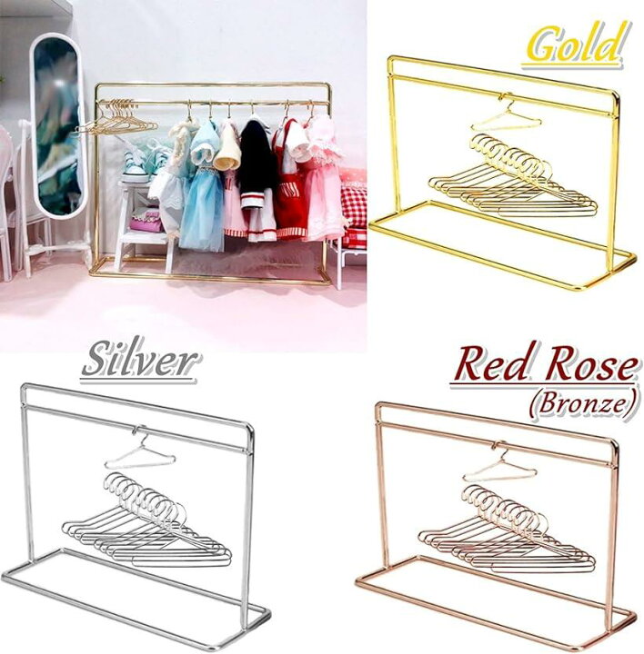 激安超特価 Sharprepublic ドール服用 ハンガー メタル ミニチュア 服ハンガー 1 3 6 8 12bjdドール服に適用 人形服掛け ディスプレイ 10個セット 40ミリメートルローズゴールド Goldandsilver Org