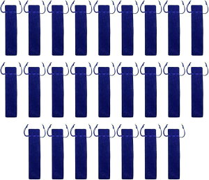 ラッピング袋 縦長 巾着袋 文房具 ペン ボールペン ペンポーチ プレゼント 25枚セット (ブルー, 約17.5x3.5cm)