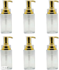 シャンプー ボトル 詰め替え 容器 6本セット ディスペンサー キャップ付き 500ml(ゴールド, 500ml)
