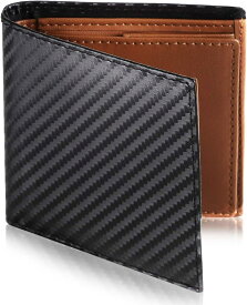[Le sourire] ミニマリスト 二つ折り 財布 ビジネスマンの本革財布 極小×機能性 メンズ (ブラック×ブラウン)