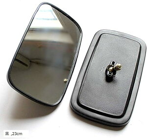 サイドミラー バックミラー 特大 フォークリフト トラクター トレーラー 重機 農機 建機 ガレージ カーブ 左右2個セット(黒, 23cm)