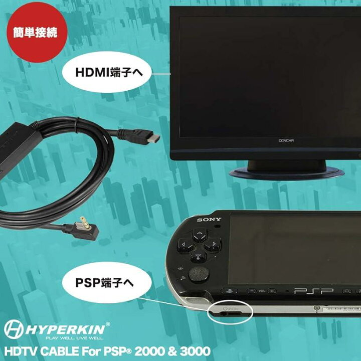 楽天市場】【楽天ランキング1位入賞】ハイパーキン HDMI変換ケーブル PSP 2000 3000 用 HDTV CABLE For  WELLSオリジナル 日本語説明書付属(Black) : スピード発送 Reapri（リアプリ）