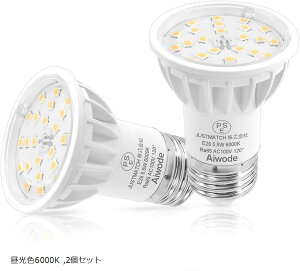 E26 LEDdE26 LEDX|bgCg5.5W 50-60W`F6000K 񒲌Ή RA85 Lp120x Px600LM PSEF؍ (F6000K, 2Zbg)