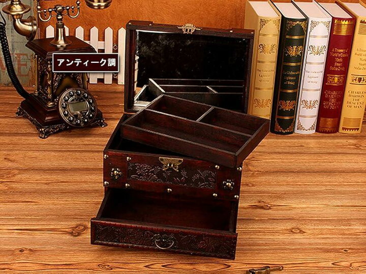 楽天市場】メイクボックス ジュエリーボックス 小物入れ 鏡付き 木製 アンティーク調 ビンテージ加工 AT1(Aタイプ) : スピード発送 Reapri(リアプリ) 楽天市場】メイクボックス ジュエリーボックス 小物入れ 鏡付き 木製 アンティーク調 ビンテージ加工 AT1(Aタイプ) : スピード発送 Reapri(リアプリ)