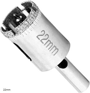 陶器・ガラス・大理石・レンガ・植木鉢に穴あけ ダイヤモンドホールソー センタードリル付き ガイド 陶器用 ドリルビット プラスチック などに 穴開け 工具 (22mm)