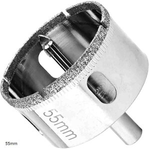 陶器・ガラス・大理石・レンガ・植木鉢に穴あけ ダイヤモンドホールソー センタードリル付き ガイド 陶器用 ドリルビット プラスチック などに 穴開け 工具 (55mm)