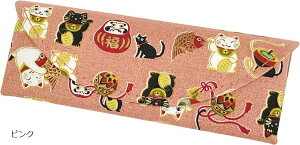 Poitto。 メガネケース ハードケース コンパクト 軽量 マグネット式 軽くて丈夫 プレゼント 大福猫(ピンク, W16cmxD6cmxH3cm)