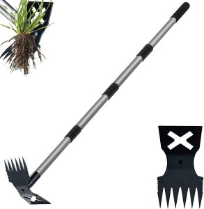 草取り道具 76cm/114cm/152cm 草刈りレーキ/鍬 草削り 立ったまま 草取り器 庭 の 雑草むしり らくらく 除草 畑 あぜ 雑草取り道具 草取り鎌 (シルバーとブラック)