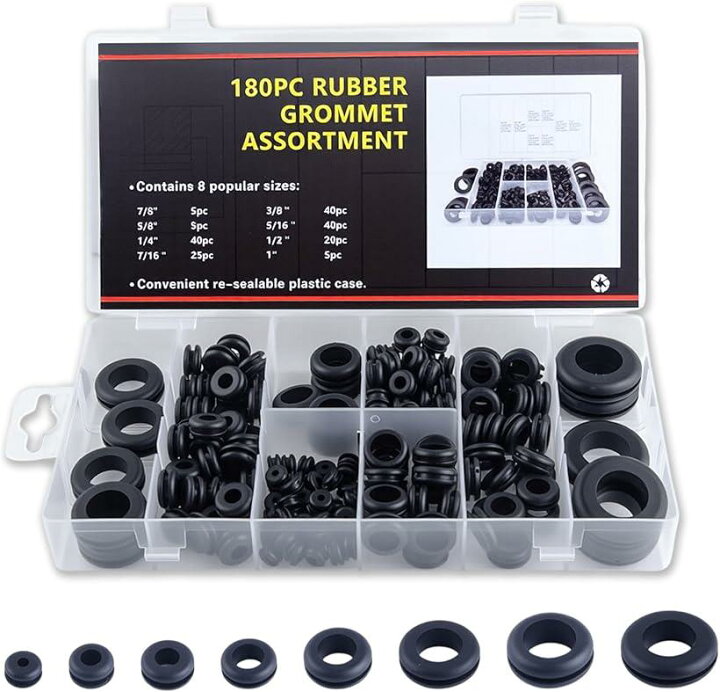 楽天市場】180個セット ゴム製グロメットキット ゴムグロメットキット 