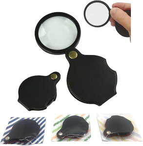可愛く梱包 拡大鏡 ルーペ 携帯 コンパクト 携帯用 軽い ポケットルーペ(ブラック, コンパクト)