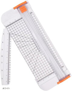 ペーパーカッター 裁断機 スライドカッター 小型 軽量 (ホワイト, 380x150x35mm)