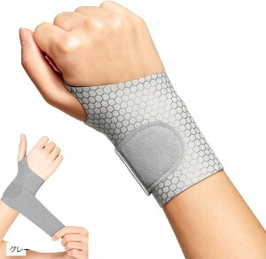 手首サポーター 固定 薄手 手首保護 通気性 親指ホール付き 軽量 スポーツ用 家事 育児 リストラップ パソコン作業 男女兼用 左右兼用 (グレー)