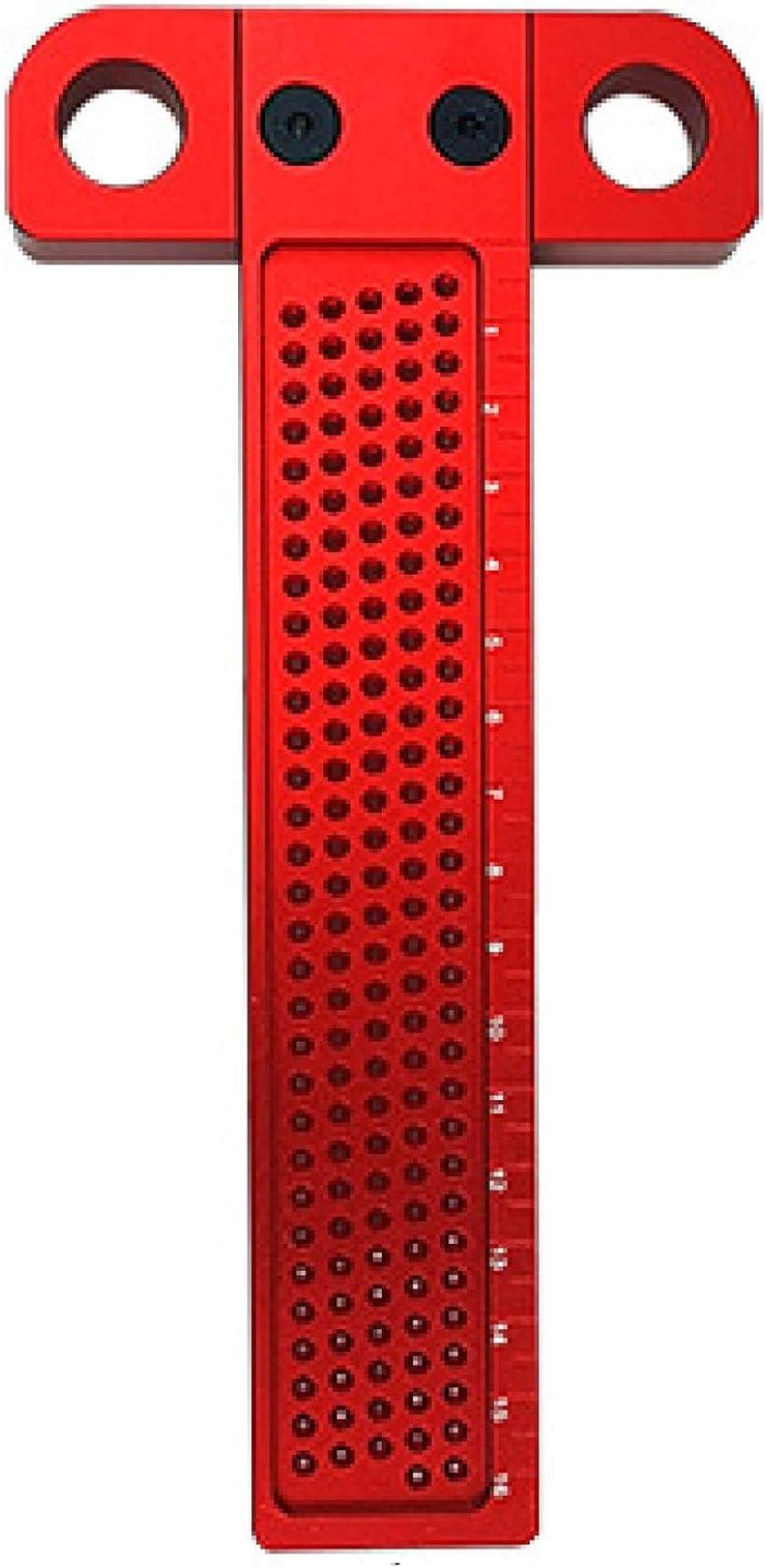 POMAIKAI ポーマイカイ  T型定規 ガイドルーラー DIY 工具 1mm 穴間隔 アルミ製 穴位置定規(赤, T160)