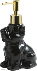 ソープディスペンサー ブルドッグ ボトル 容器 280ml 詰め替え 犬 モチーフ 上品 高見え インテリア おしゃれ 洗面所 キッチン バスルーム お風呂場(ブラック, 18.5x11cm)