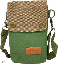 スマホポーチ ショルダー メンズ 小さめ ポシェット スマホケース サコッシュ 斜めがけ (グリーン)