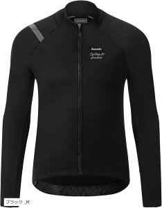 メンズ サイクルジャージ 長袖 裏起毛 ウィンドブレーカー サイクリングジャケット ロードバイク サイクリングジャージ 防風 保温 (ブラック, M)