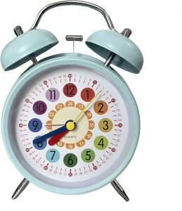 大音量 目覚まし時計 置き時計 おしゃれ 絶対起きれる 教育用 子供の勉強用 24時間表示 補助数字付き 静音秒針 4インチ