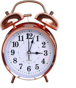 大音量 目覚まし時計 おしゃれ 振動 置き時計 アナログ 絶対起きれる目覚まし ベル 可愛い ベル音 ダブルベル 静音 連続秒針 ローズゴールド 3インチ