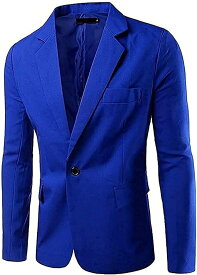 アスペルシオ カラフル 長袖 ジャケット メンズ フォーマル 紳士 アウター シングル ボタン 青色( ブルー, L)