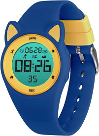 子供腕時計 キッズ 子供用スマートウォッチ活動量計 デジタル腕時計 多機能防水( 03-ブルー)