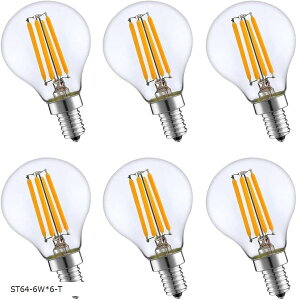 �y�y�V�����L���O1�ʓ��܁zKY LEE LED�d�� G45 E14���� 4W 40W�`���� �d���F����2700K �L�z���^�C�v 360�x���� 6�� (ST64-6Wx6-T)