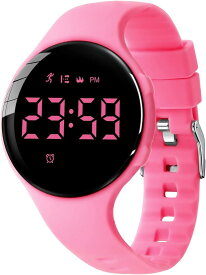 腕時計 充電式 ユニセックス 子供用 スマートウォッチ 活動量計 うで時計 メンズ デジタル腕時計 多機能 スポーツウォッチ( 04-ピンク)