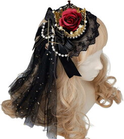 ミニハット ヘッドドレス 王冠 ヘアピン ゴスロリ ゴシック コスプレ 帽子 髪飾り( ブラック)