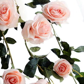 T TS バラ 薔薇 ガーランド 造花 インテリア スワッグ 結婚式 パーティー 飾り付け 装飾(01 ピンク)