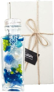 ハーバリウム JUN 誕生日プレゼント女性 人気 花 贈り物 記念日 クリスマス フラワーギフト 母の日 ブリザードフラワー 妻 ブルー (ブルー)